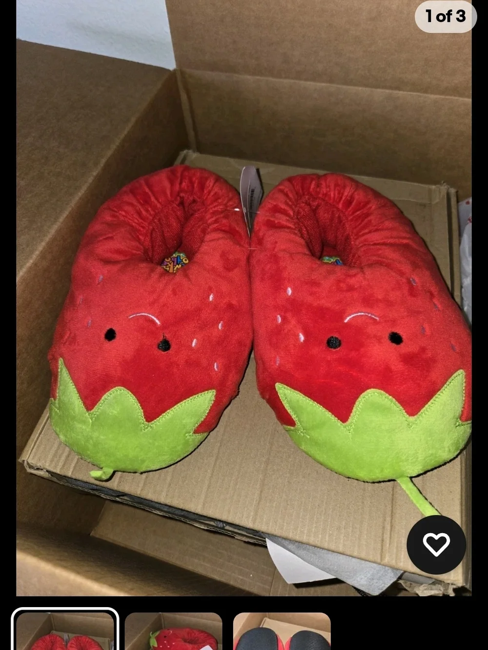 Kids Strawberry Plush Slip-On Shoes - Red Size XL 2-3